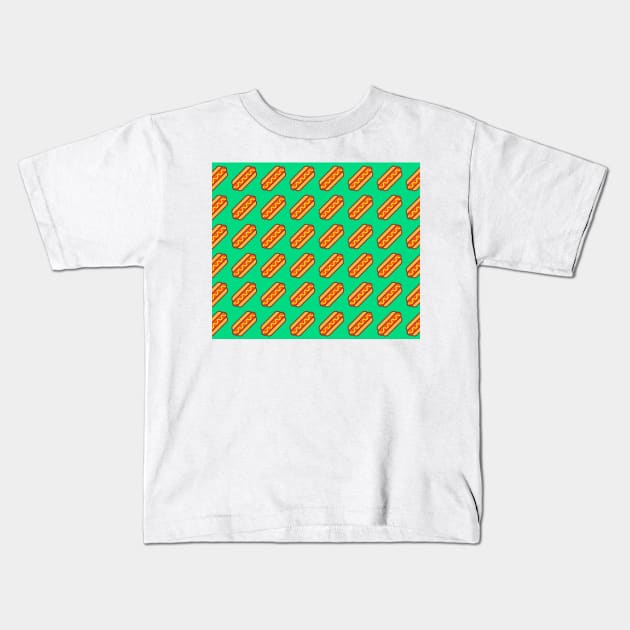 Hot Dog Pattern Kids T-Shirt by timegraf